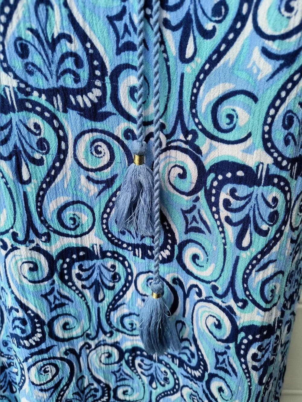 Stella Parker Blue Paisley Print Sleeveless Resort Vacation Mini Dress XL - Picture 10 of 11